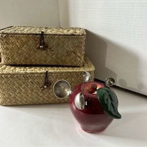 Vintage Red Apple-Shaped Measuring Spoon Set